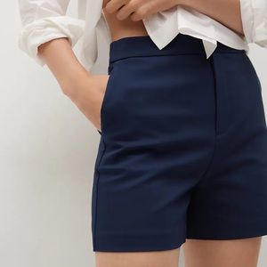 NWT Mango Cotton Pocket Shorts in Navy Size 8
